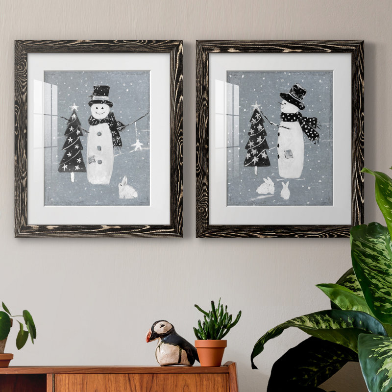 «Snowman Galvanized I», ensemble de 2 reproductions, H 24 po x l 36 po x P 1,5 po, Blanc, H 31,5 po x l 47 po x P 1,5 po