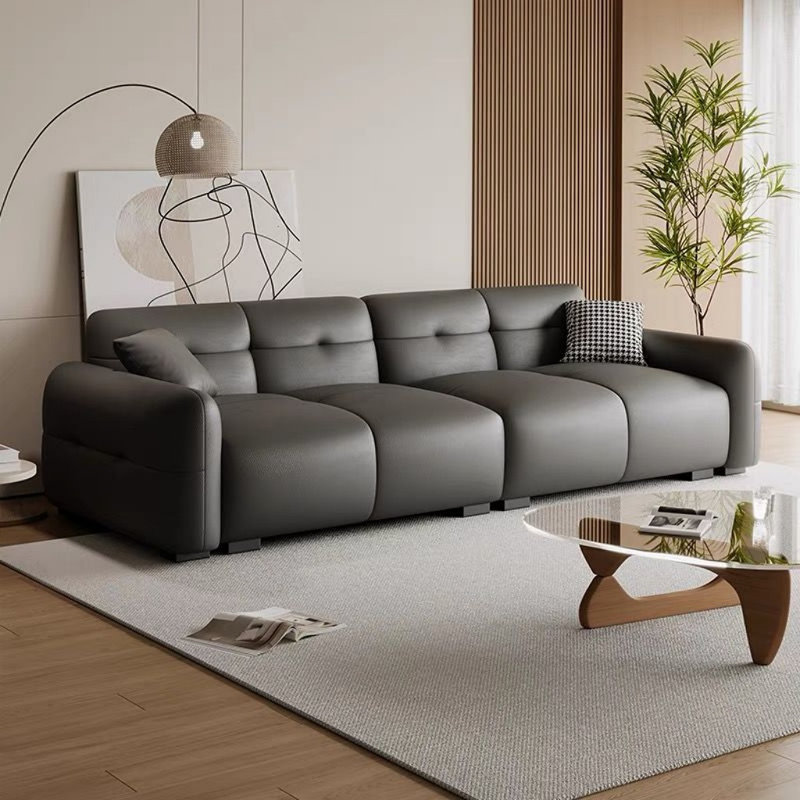 Modern Simple Style Living Room Sofa, H 29,92 po x l 110,24 po x P 35,43 po, 4, Gris foncé