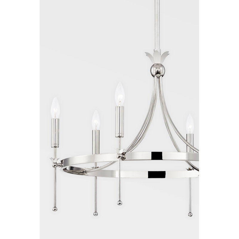 Gates 6 Light Chandelier, Polished Nickel