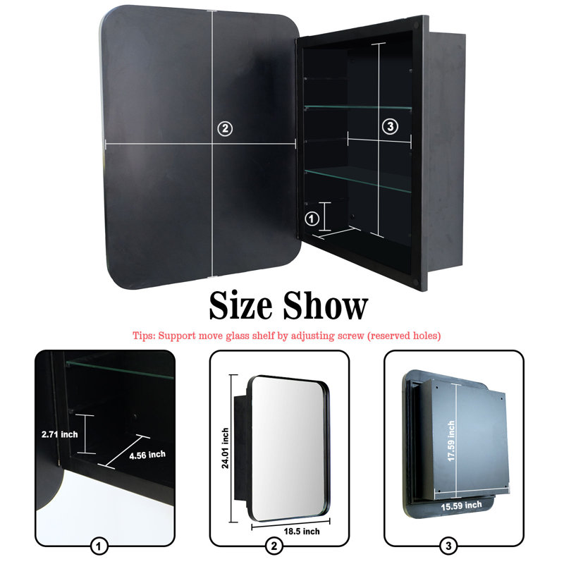 Armoire à pharmacie encadrée avec miroir et 3 tablettes l 27,95 po H 22,44 po suédois
