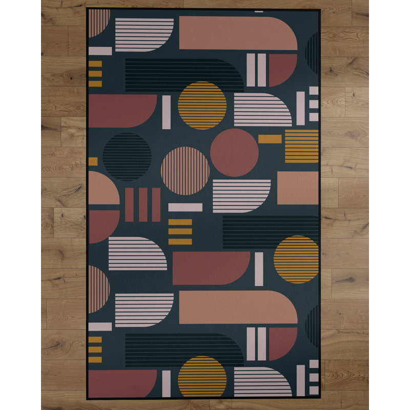 Tapis noir touffeté à motif géométrique Blackwell, Rectangle de 8 pi x 10 pi