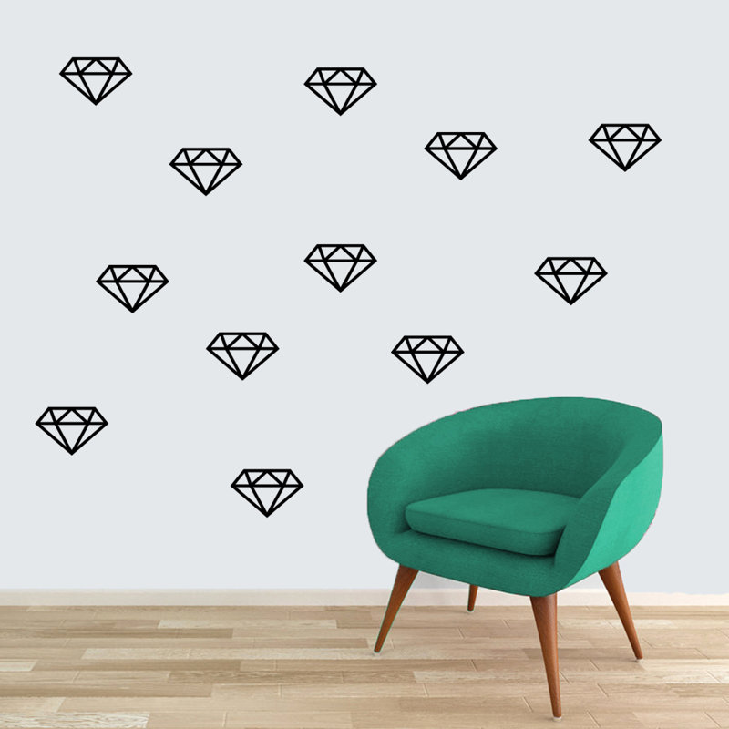 Décalcomanie murale diamants, Noir