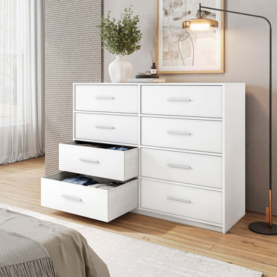 Commode 8 tiroirs avec grands tiroirs en tissu