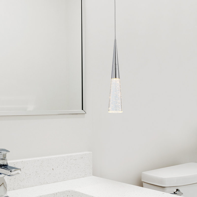 Luminaire suspendu simple à 1 lumière DEL, Chrome poli