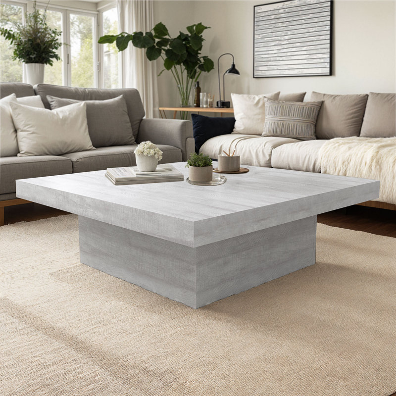 Caomhan Block Coffee Table, Chêne gris cendré, 12.2" H x 35.4" L x 35.4" W