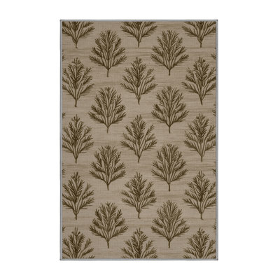 Tapis gris botanique lavable à la machine