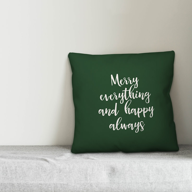  Housse et insert de coussin carré Merry, Vert foncé, Coussin décoratif
