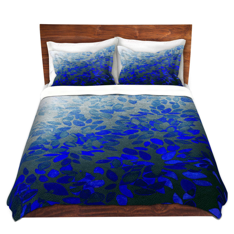 Ensemble de housse de couette à laver floral, 1 housse de couette grand + 2 taies standards, Bleu