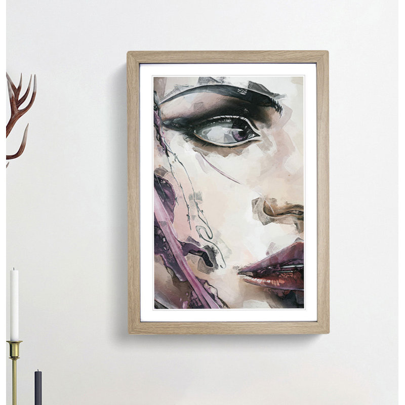 The Urban Woman in Abstract - Framed Print, 50cm H x 35cm W x 2cm D, Oak