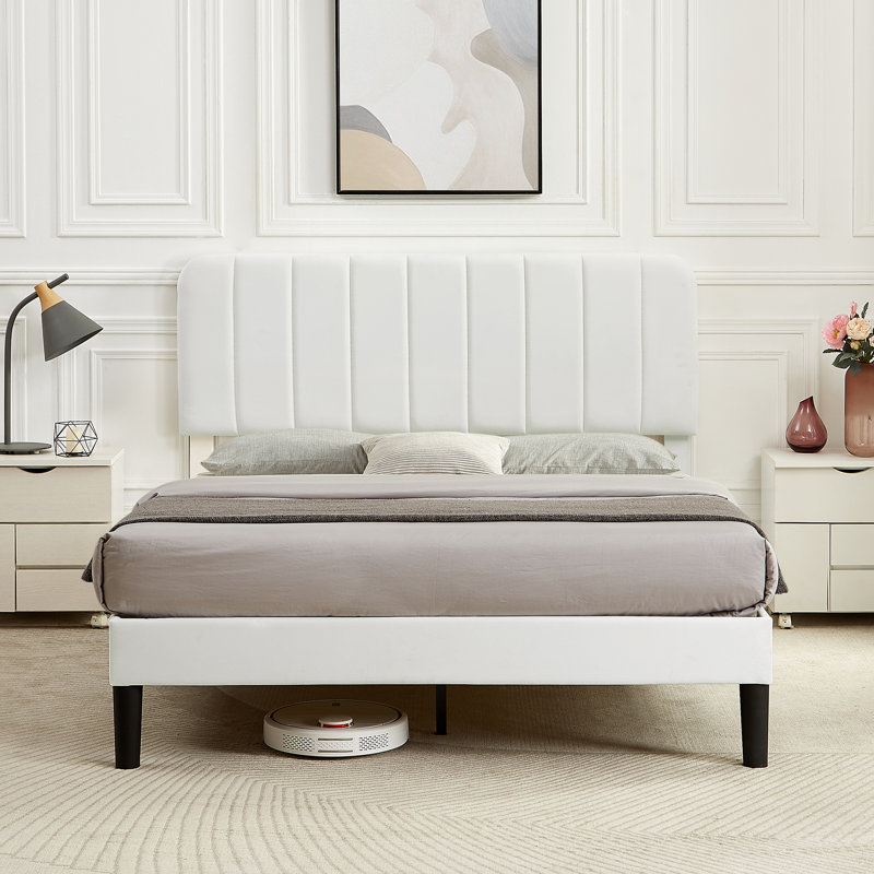 Auxter Upholstered Platform Bed Frame with Adjustable Headboard No Box Spring Needed