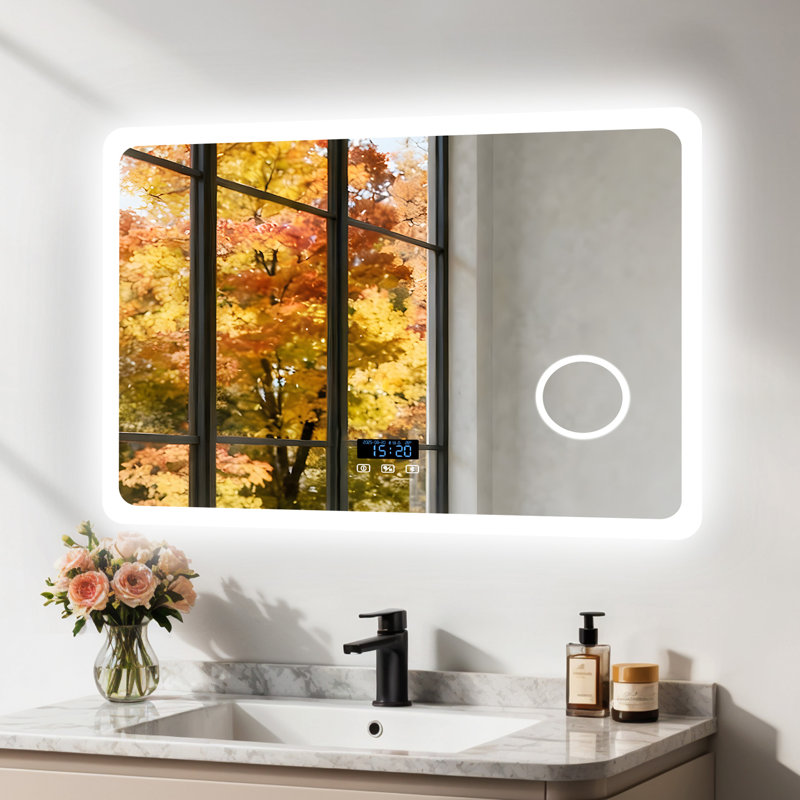 Rectangle Bluetooth Led Mirror With 3X Magnifing, 80 cm H x 60 cm W