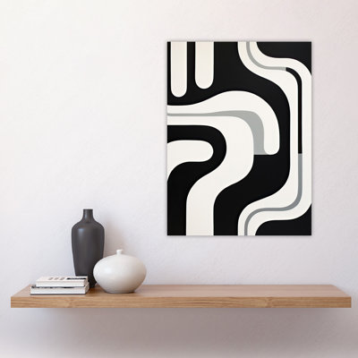 Wall Art Print Minimalist Curves Shapes Abstract Black Geometric Poster