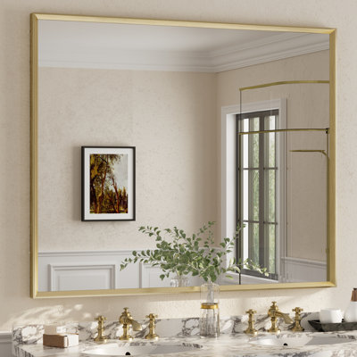 Amara Tempered Glass and Aluminum Alloy Framed French Cleat Mounted Wall Mirror