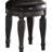 Luxury Bedroom Vanity With Black Wood Finish And Felt-Lined Drawers - Stool Included In Antique Grey Wooden Nailhead Trim