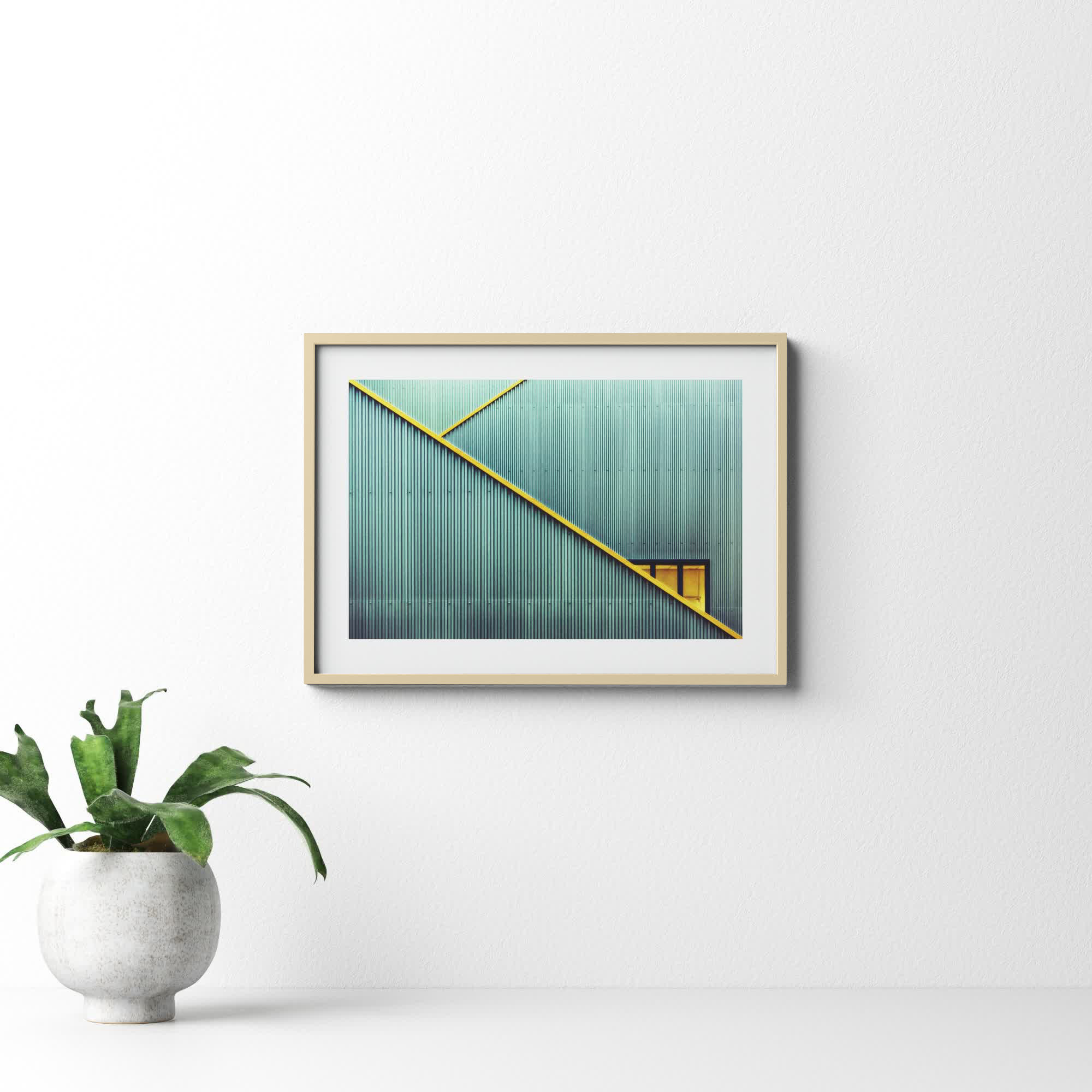 Stairs by Jan Niezen, 14.25" H x 19.38" W x 0.88" D, Brown Framed Paper