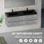 Meuble-lavabo mural simple / double 60 po avec comptoir en quartz intégré 2 lavabos, 4 tiroirs à fermeture en douceur-1656441730