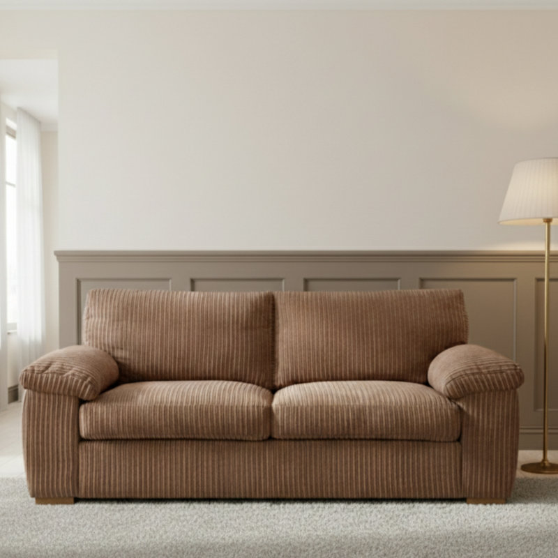 3 Seater Corduroy Sofa, Cream
