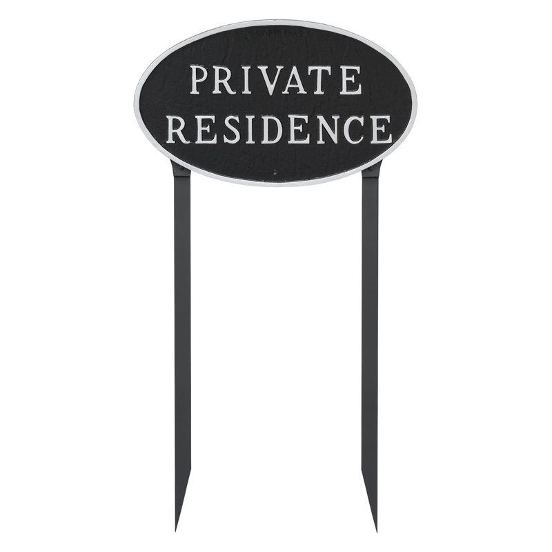 Private Residence Statement Garden Sign, Black/Silver