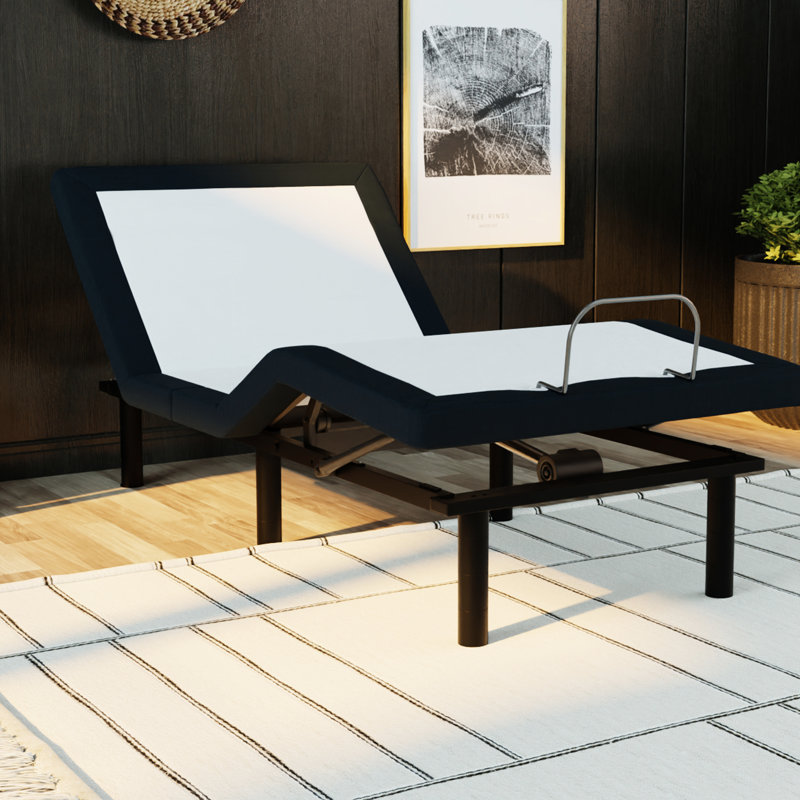 Base de lit simple en métal TG avec zéro, cadre réglable et options d'aspect gris, télécommande sans fil,
