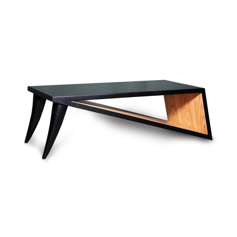 Cybelle Solid Wood Abstract Coffee Table with Storage, Navy/Black