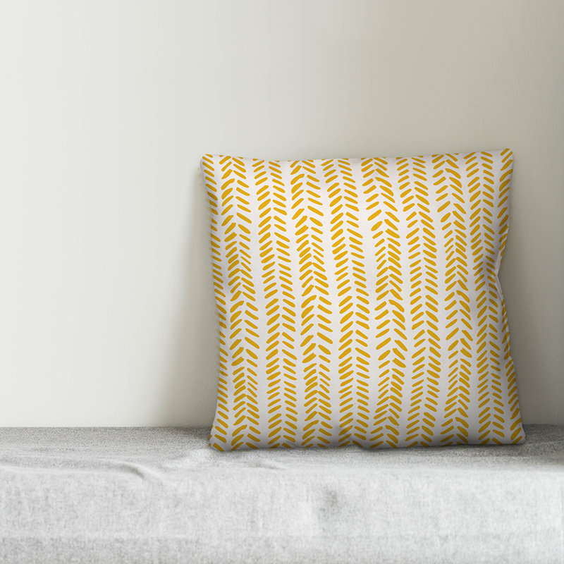 Housse de coussin carré et insert, 16 po x 1 po, Jaune, Pas de bourre