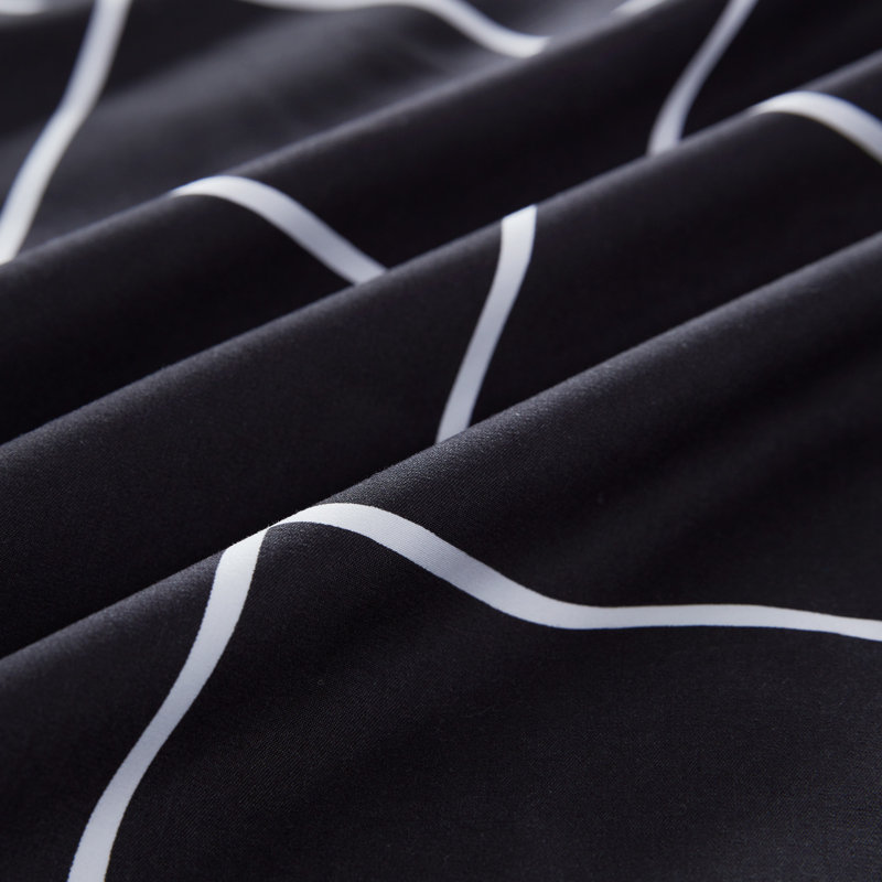 Twill Plaid Duvet Cover, Full/Queen Duvet Cover + 2 Standard Shams, Black
