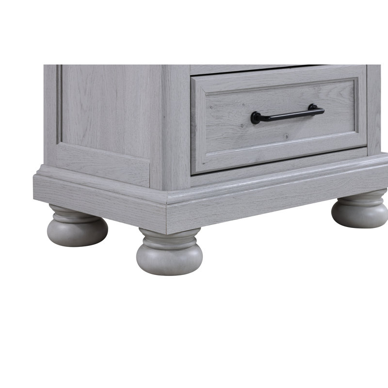 Warm Gray 2-drawer Nightstands with USB, Set of 2