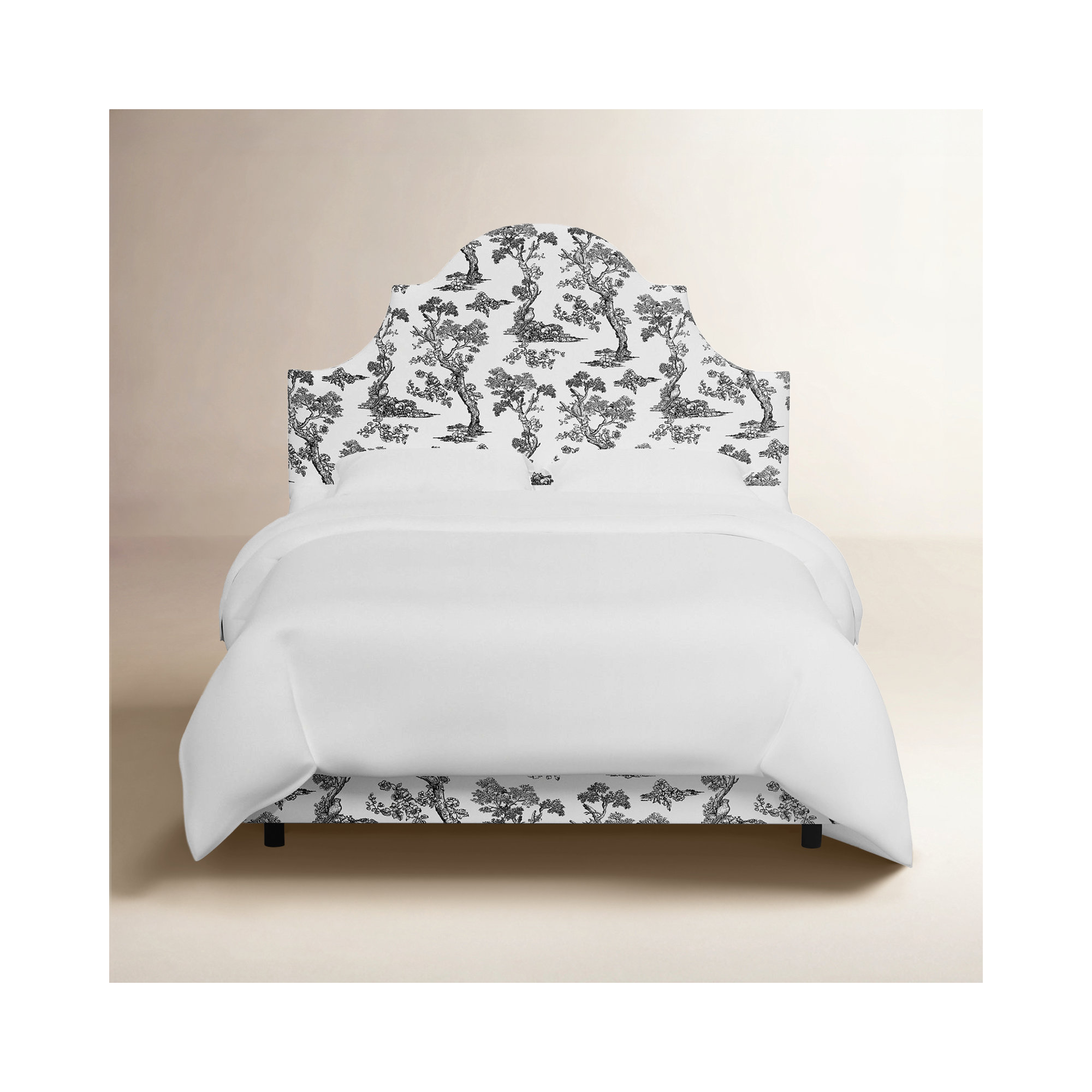 Red from Scalamandre Crafted by Cloth & Company Geneva Bed in Pattern, Scm Toile Noir Linen, Twin