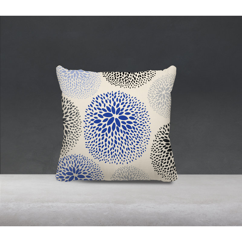 Coussin décoratif intérieur / extérieur en polyester filé à la main Bavière, Bleu marine / crème / noir / gris