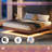 King Size Floating Bed Frame With Walnut Color Scheme And Led Lighting For Effect, Wave Curve Wood Surface, Heavy Duty Metal Support System, No Box Spring Requirement, Invisible Suspension Visual-646994511-646994505
