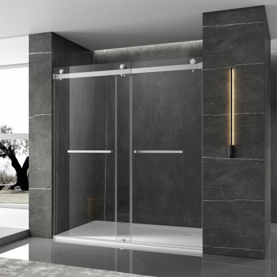 Cabine de douche sans cadre l 48 po x P 76 po x H 76 po
