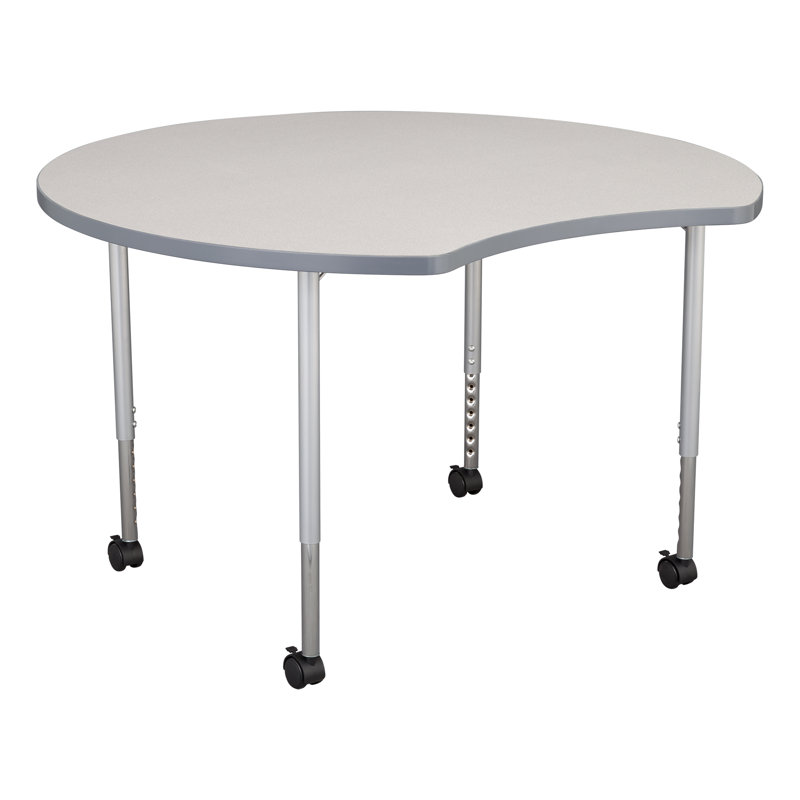 Structure Series Crescent 46" x 43" Adjustable Height Novelty Activity Table with Casters, gris, Gris / Argent