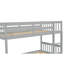 Lit simple superposé en bois d'hévéa simple avec lit gigogne, convertible en lit simple, lit superposé simple avec échelle et garde-corps de sécurité, gris