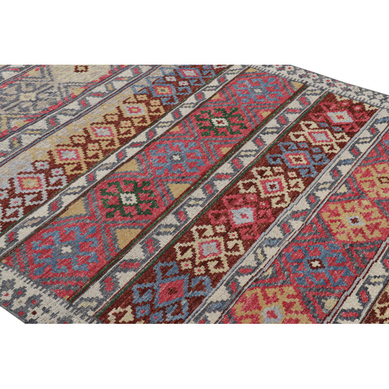 Burano Hand Knotted Wool Geometric Area Rug, Rectangle 10' x 14'