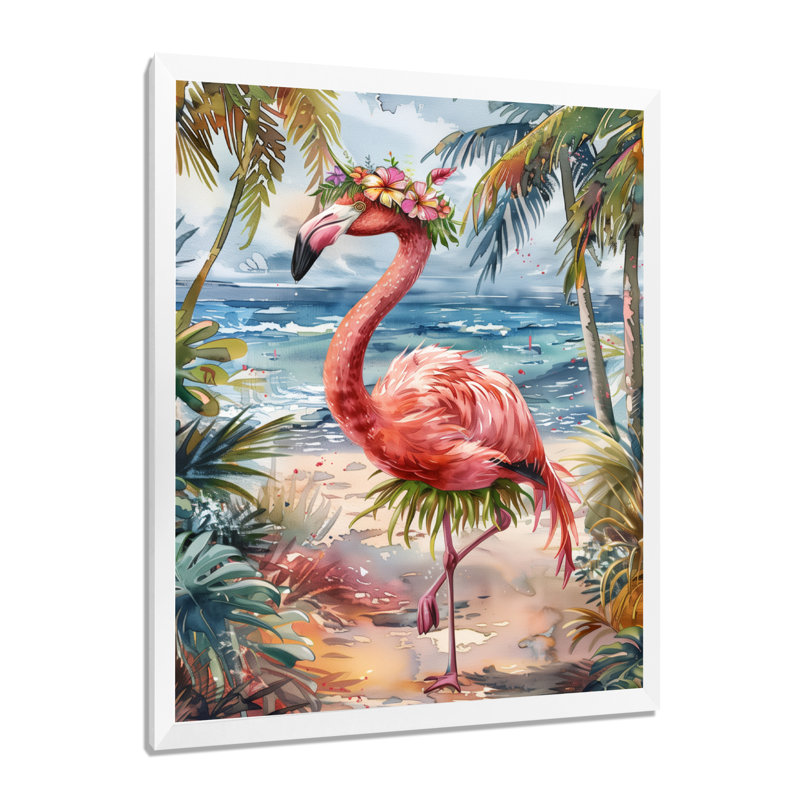 Décoration murale flamant rose dansant à Aruba - Flamant rose, H 32 po x l 24 po x P 1 po