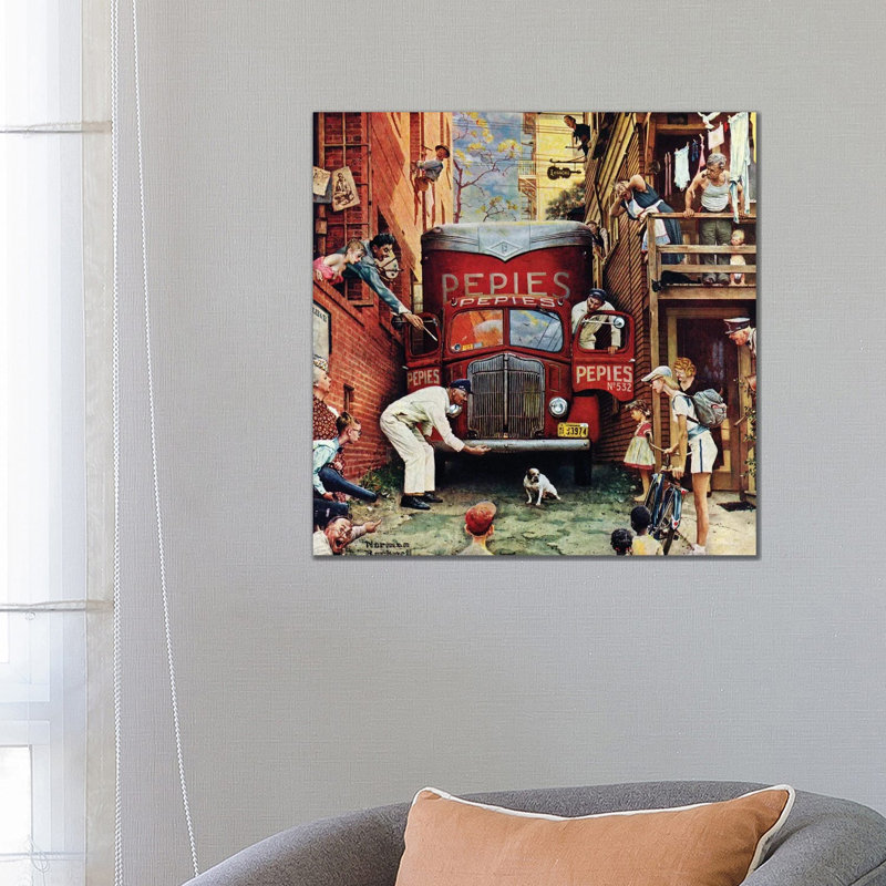 Road Block by Norman Rockwell - Wrapped Canvas Gallery-Wrapped Canvas Giclée, 66.04 cm H x 66.04 cm W