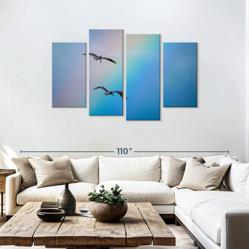 Brampt oiseaux et arc-en-ciel, H 48 po x l 75 po