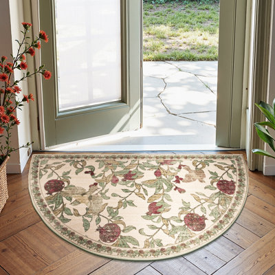 Tapis de couloir lavable à motif floral, style vintage, pour entrée, salle de bain ou cuisine.