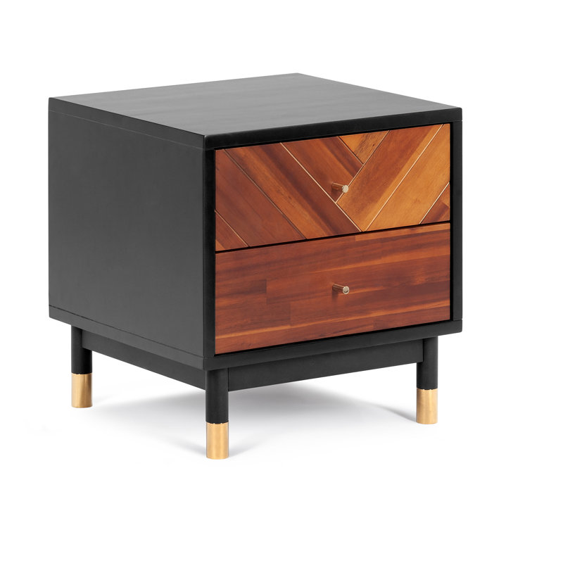 Tigner 2-Drawer Wood End Table, 24.2" H x 24" W x 17.75" D