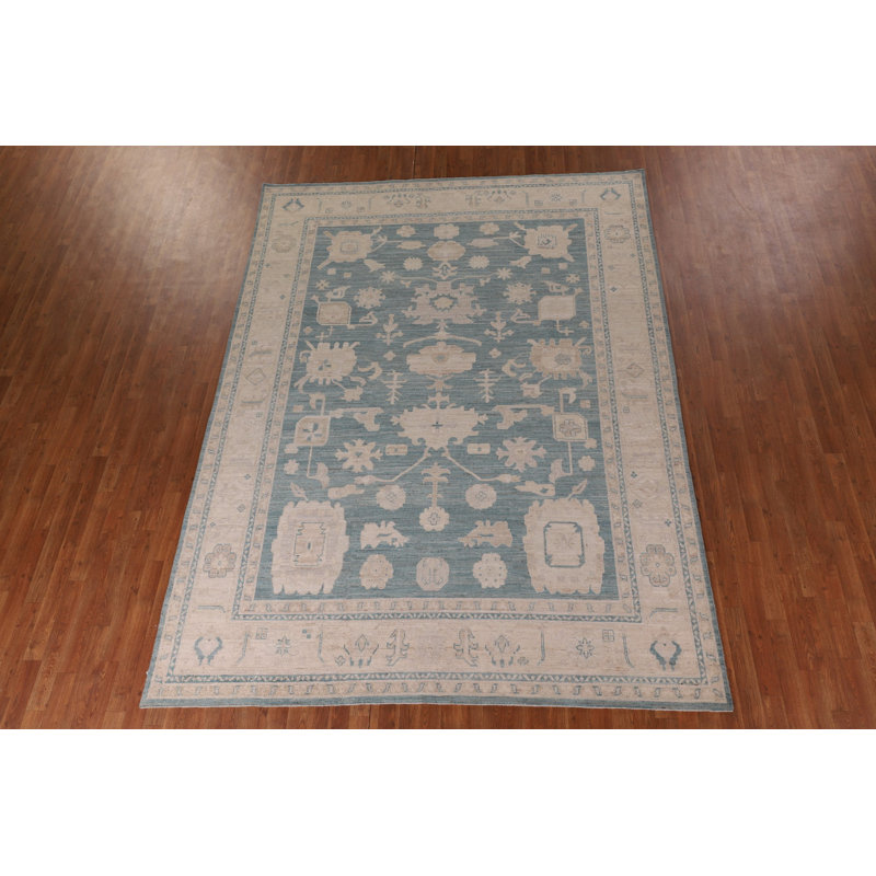 Tapis turc bleu sarcelle Oushak 8 x 11