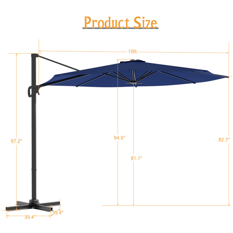 Parasol rond en porte-à-faux 10 pi, Navy