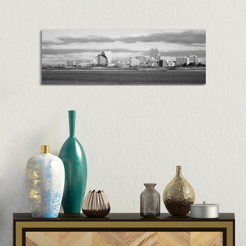 MemphisSkyline Cityscape (Black And White) - Wrapped Canvas Panoramic Print