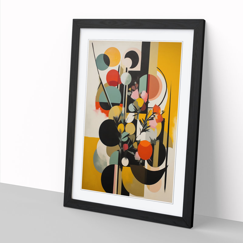 Bauhaus Flowers Vol.5 - Single Picture Frame Print, Black, 64cm H x 46cm W