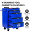 Coffre à outils roulant en métal avec 4 tiroirs, armoire d'appoint-78696684