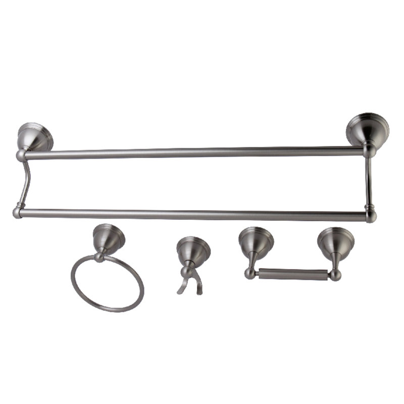 Kingston Brass Restoration 4-Piece Bathroom Hardware Set, Brushed Nickel