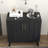 Mid Century Modern Fluted Sideboard Cabinet with Adjustable Shelves Solid Wood Legs Black Buffet Storage Cabinet  (15.8"D x 31.5"W x 31.5"H)-117792412