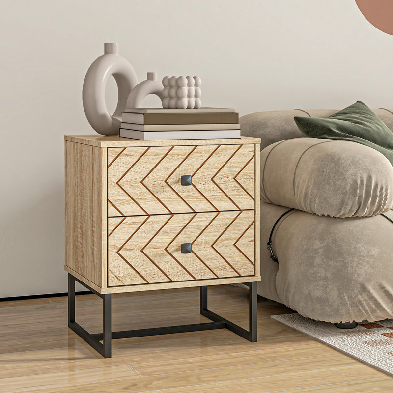 Raul 48cm W Steel Bedside Table