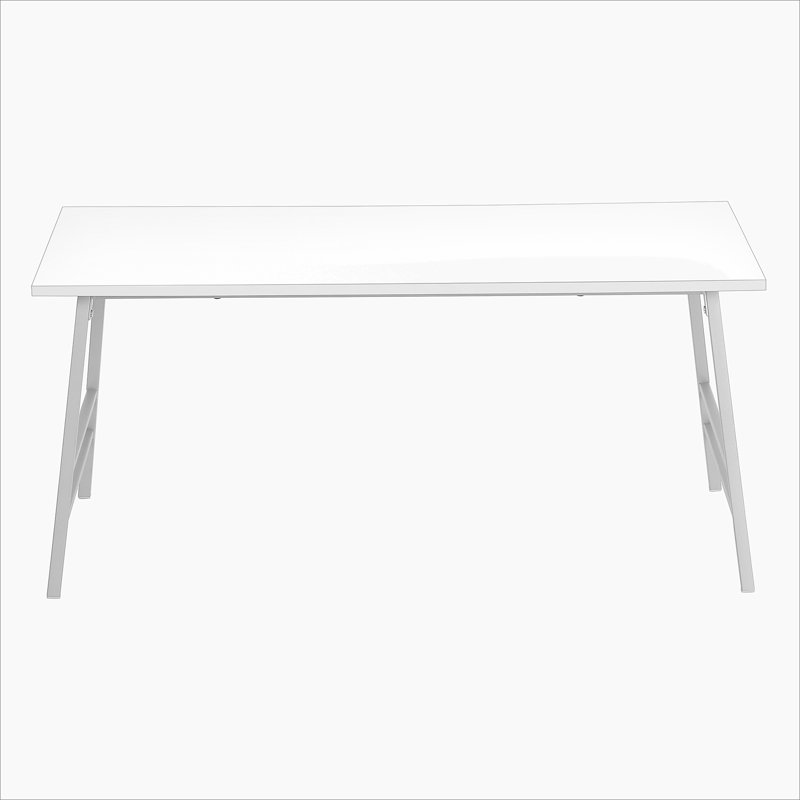 Table basse, accent, cocktail, rectangulaire, stratifié blanc, métal gris, Blanc