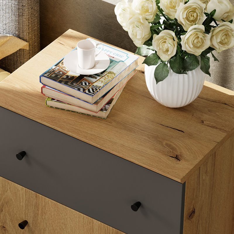 Amvi End Table Set with Storage, Brown/Gray