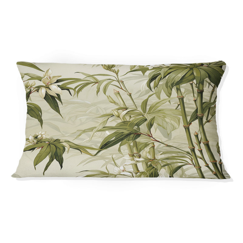 Oreiller floral en polyester Bamboo Elegance